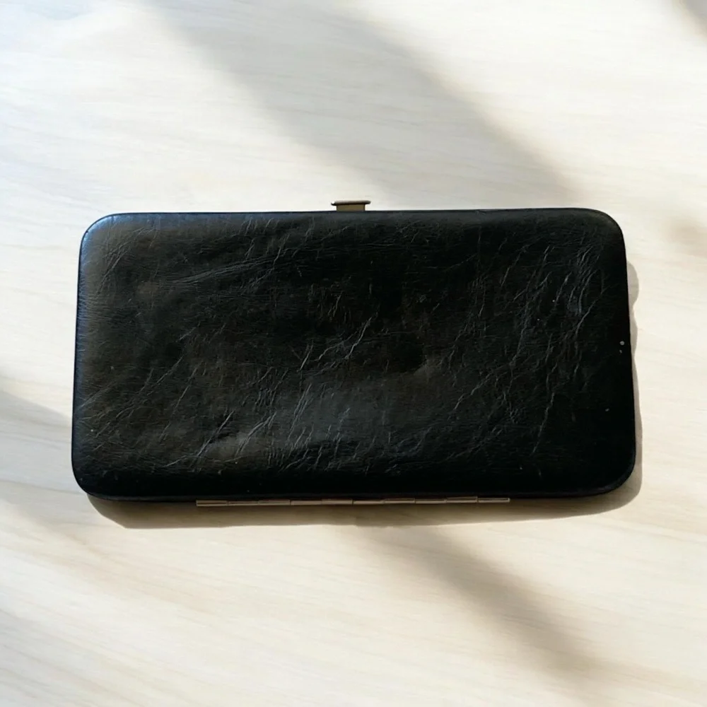 PEACE SIGN Clutch Wallet Silver Interior Clasp Closure Faux Leather Hippie